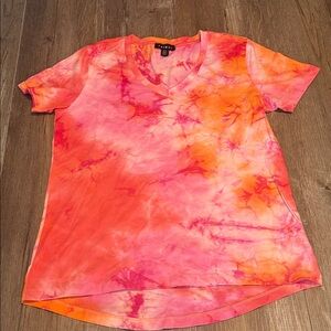 Tribal Pink and Orange Tie-Dye V-Neck Tee